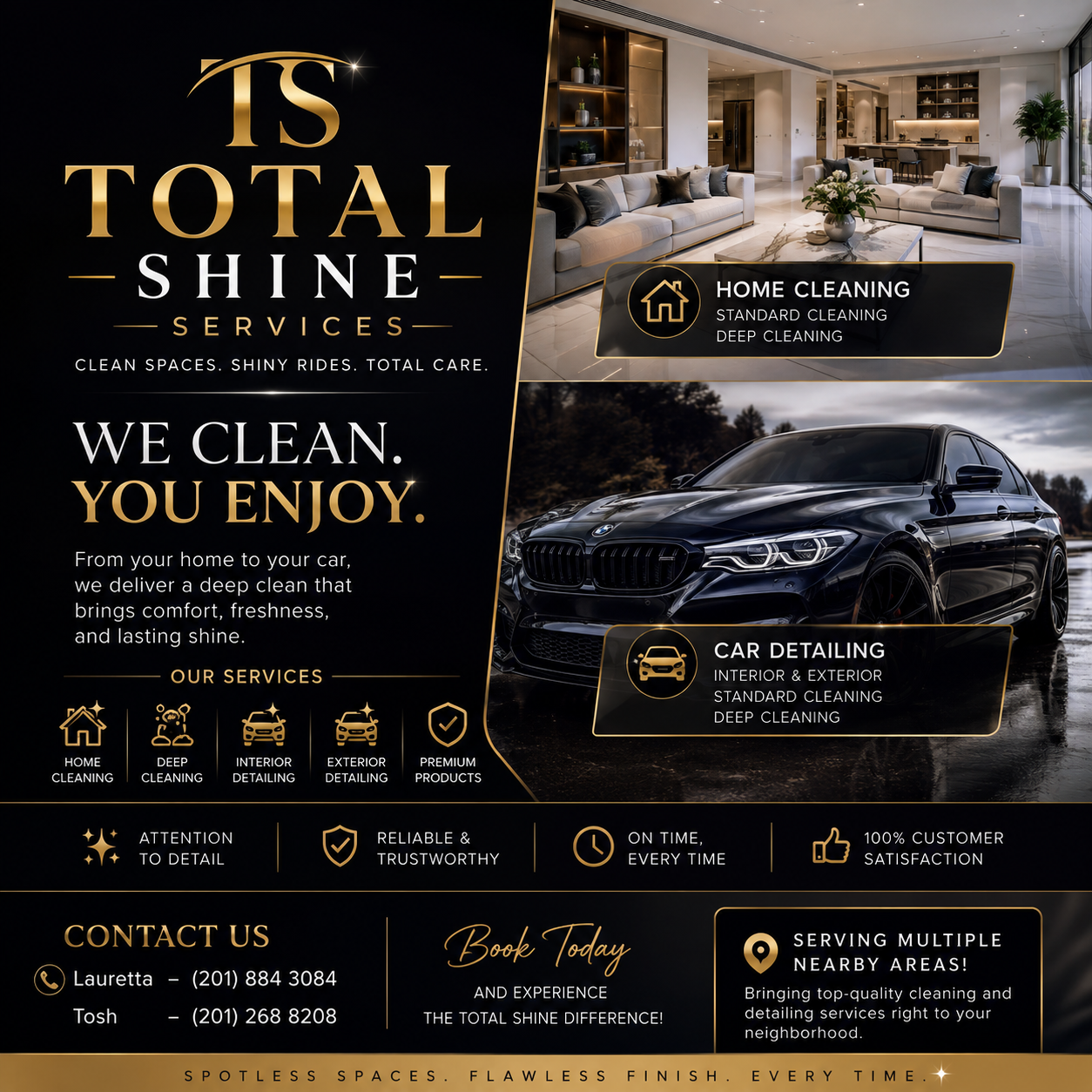 Total Shine Services luxury cleaning and car detailing promotional artwork